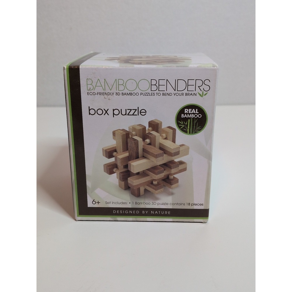 New Bamboo Benders 3D Box Puzzle Made From Real Bamboo Level: Hard 18 Pieces